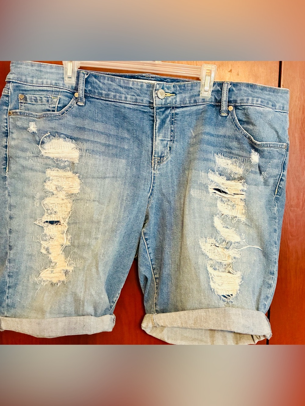 torrid Light Blue Distressed Denim Jean Shorts
